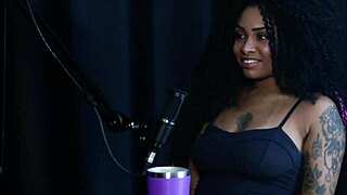 naughty black babe flashes tits teases blowjob and fisting fetish