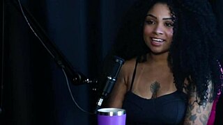 naughty black babe flashes tits teases blowjob and fisting fetish