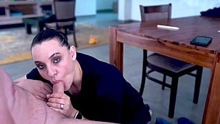 milf locks eyes in hot closeup blowjob then gulps cum 😏