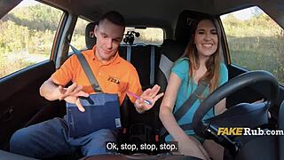 can this italian slut convince dmv examiner with backseat blowjob?