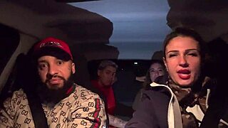 uber chick picks up lesbian couple at airport for car pussy licking orgy