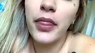 Blonde teen webcam girl goes topless flashing her big ass and tits