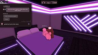 Blonde Slut Cheats on Boyfriend with Monster Black Cock in Roblox