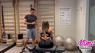 trainer stretches my pussy squirting creampie after intense gym session