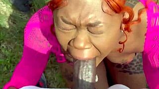 Ebony Bent Over Outdoor Doggystyle Big Black Cock Creampie