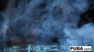 Hot goth vampire Dani fingers pussy tits out now!