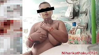 indian big tits babe fucks pussy in bathroom bath solo play