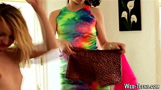 petite skinny teen lesbian fingers and licks her small tits girlfriend's wet box in hd 69 action.