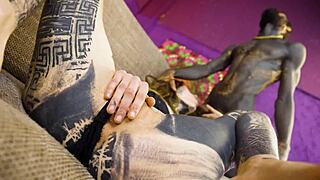 Petite goth girl crams monster dildo deep stretching her tight ass to mouth limits