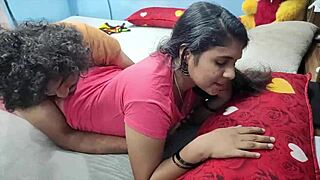 Desi couple licks asses kisses deep and sucks boobs wildly in bedroom.