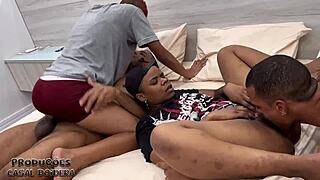 Brazillian housewife screams in motel room rough group ass lick orgy