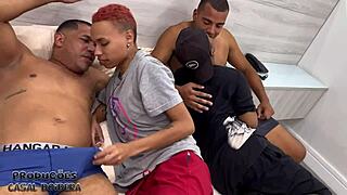 Brazillian housewife screams in motel room rough group ass lick orgy