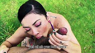 horny latina milf outdoor blowjob big black cock