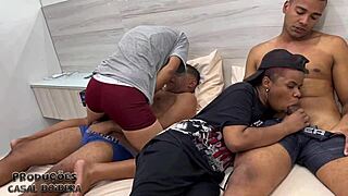 Brazillian housewife screams in motel room rough group ass lick orgy
