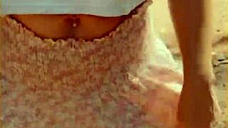 Wifey strips shirt bares shaved pussy tits outdoors