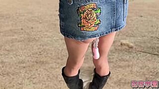 oh god i climax hard shoving anal vibrator up my ass in miniskirt and boots