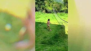 horny latina milf outdoor blowjob big black cock
