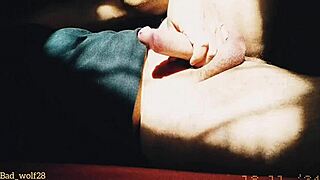 bad wolf28 strokes massive penis at sunset handjob voyeur outdoor tease