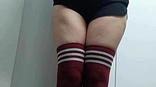 girl next door nerd tries slutty topless socks no panties changing