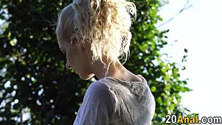 Pretty blonde couple anal assfucking cumshot on small tits erotic hd