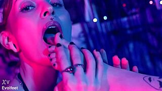 Lesbian femdom forces small feet licking in tickling submission play