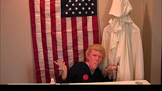Donald Trump press conference turns wild with KKK xxx dildo handjob outdoor party chaos!