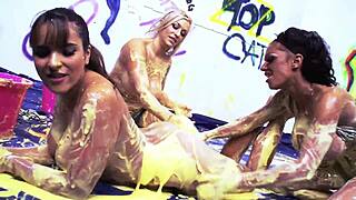 Valery Summer and Kerry Louise Milfs Tongue Pussy in Sapphic Gaping Threesome Party