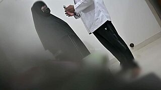 Muslim hijab patient bent over hospital bed for doctor's hard doggystyle pussy pounding