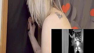 amateur deepthroats monster cock at gloryhole swallowing huge cum load