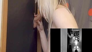 amateur deepthroats monster cock at gloryhole swallowing huge cum load