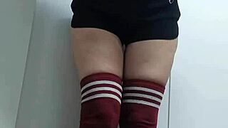 girl next door nerd tries slutty topless socks no panties changing