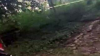 impregnablelexa rides wolfdaddy901 bareback to anal creampie right in the public park