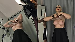 No panties girl spied changing room cam! 📹👀