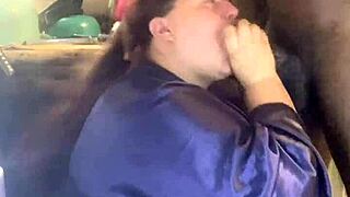 bbw Slut Devours Monster BBC in Sloppy Interracial Blowjob