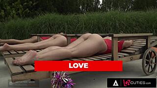 hey these russian lez babes get steamy in hot threesome sun soak 😘