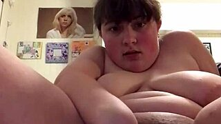 mature bbw milf gropes hairy pussy and big tits in horny masturbation