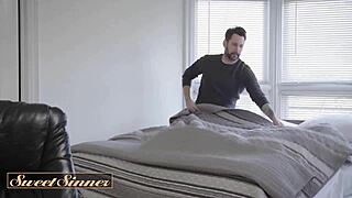 A hot couple explores each other's bodies, fucking every position and soaking the bed.