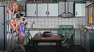 The landlord sniffs her panties under skirt. Jerks off and cums on her shoes in game