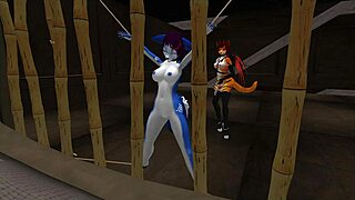 Blue Vixen Furry Shemale Takes Latex Cock Deep in Bondage Fuck