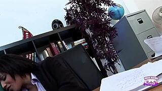 Blonde And Brunette Skip Work For Rough Office Doggy And Cum Swallow Threesome