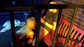 this blonde bitch's huge tits bounce wild while getting banged rough at bus stop