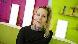 Z-Filmz Toywall Ep 2: Alt Tattooed Blonde Goth Fingers Pussy With Crazy Dildos
