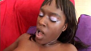 Ebony Bikini Babe Bent Over for Big Black Cock Deepthroat and Ass Cumshot