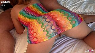 Horny gf with huge tits sucks in fishnets homemade?