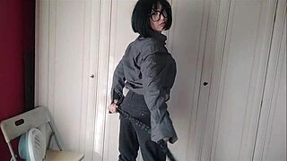 damn, chantalchannel looks so hot dressed like a man! wanna rip those clothes and tease her shaved pussy? 🔥👗