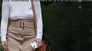 Submissive Secretary Blindfolded and Flashed in Public Exposure!