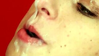 sexy babe gulps jizz facial load