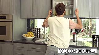 Food delivery sparks step-siblings banging session