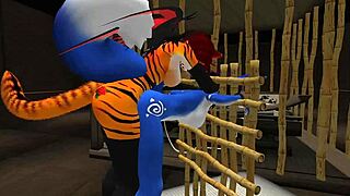 Blue Vixen Furry Shemale Takes Latex Cock Deep in Bondage Fuck