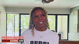 submissive ebony teen's big booty pounded in fake casting